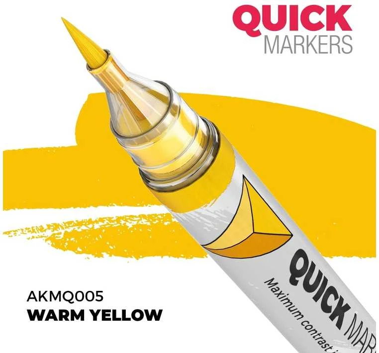 AK Interactive Warm Geltona žymeklis miniatiūrų dažymui QUICK MARKER
