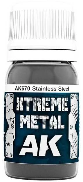 AK Interactive Xtreme Metal nerūdijančio plieno emaliniai dažai 30ml