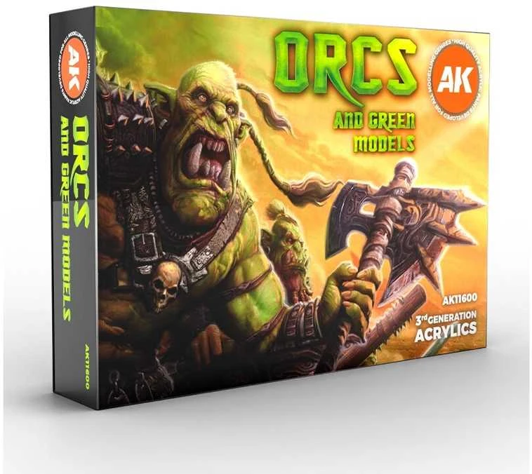 AK Interactive žali akriliniai dažai orkoms ir figūrėlėms, 6 vnt.