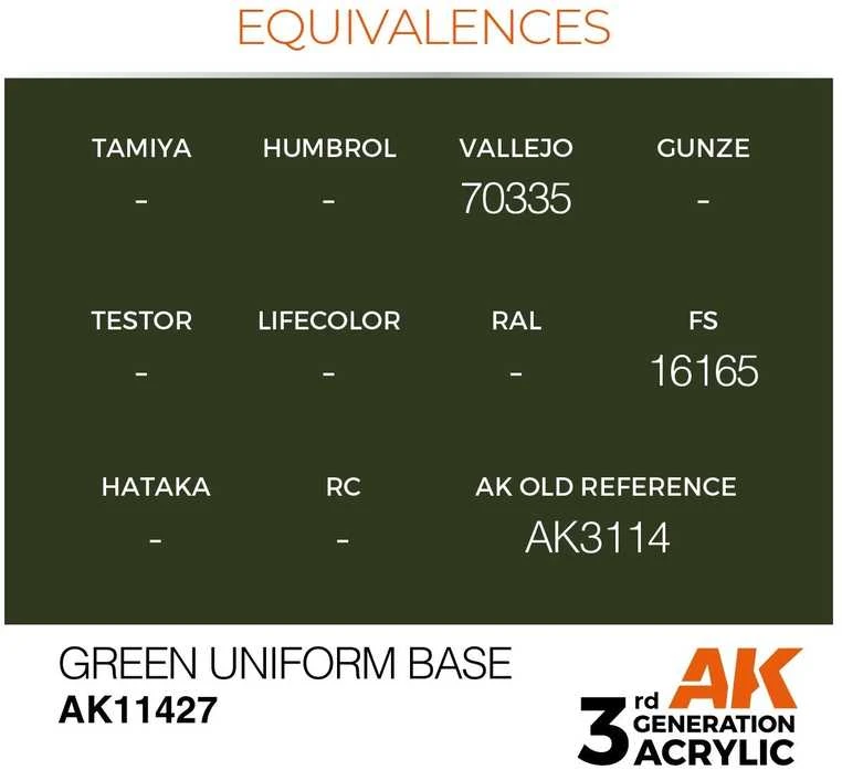 AK Interactive Žalias Uniform Base 3rd Gen akriliniai dažai figūrėlėms 17ml