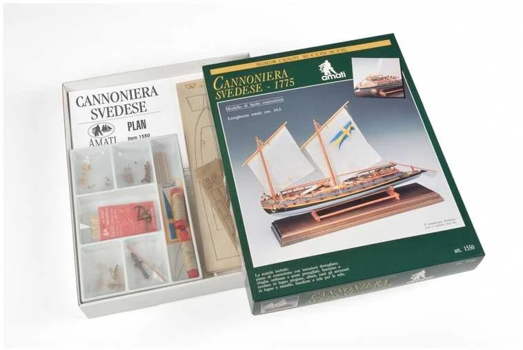 Amati švediška kanonierinė valtis – medinis modelio rinkinys B1550, 34,5 cm