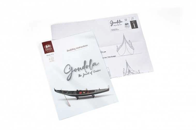 Amati Venecijos gondola 1:22 medinis modelio rinkinys, 49,5 cm, A571