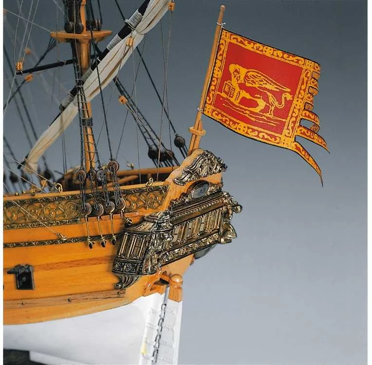 Amati Venecijos Polacca medinis burlaivio modelis 1:150, rinkinys 45 cm