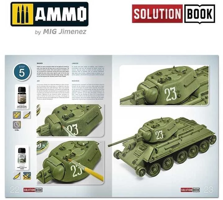 AMMO by MIG Jimenez 4BO žalių sovietinių šarvuočių dažymo vadovas AMMO MIG knyga