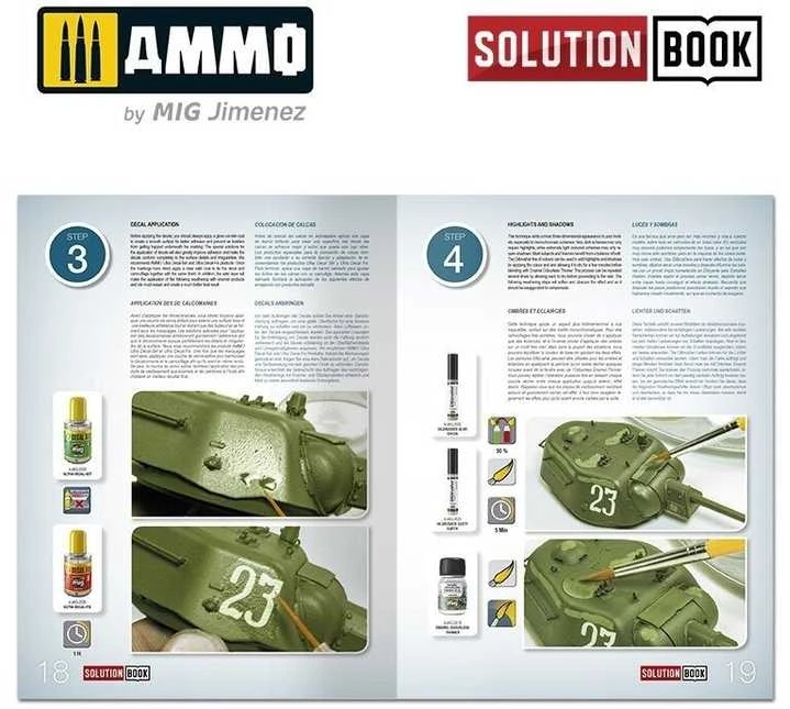 AMMO by MIG Jimenez 4BO žalių sovietinių šarvuočių dažymo vadovas AMMO MIG knyga