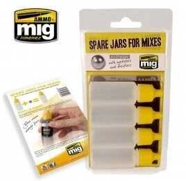 AMMO by MIG Jimenez AMMO MIG 8004 buteliukai dažų maišymui 17 ml, 4 vnt su maišytuvu ir lašintuvu