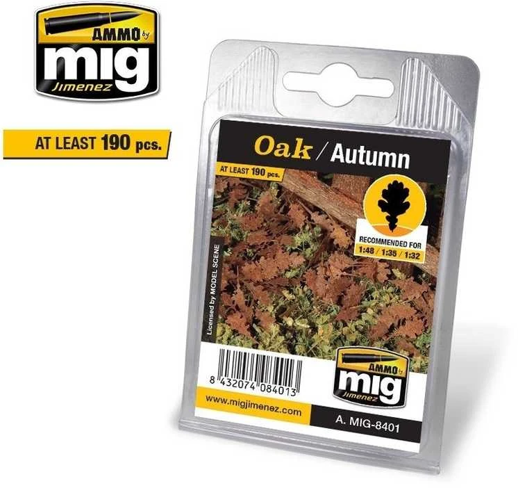 AMMO by MIG Jimenez AMMO MIG 8401 rudens ąžuolo lapai, lazeriu pjaustyti dioramoms 1:35–1:48