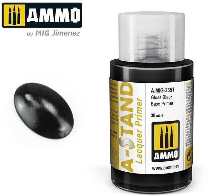 AMMO by MIG Jimenez AMMO MIG A-Stand blizgus juodas gruntas aerografui, 30 ml