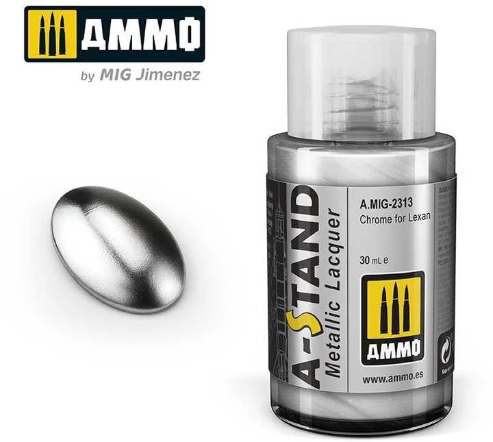 AMMO by MIG Jimenez AMMO MIG A-Stand chromo dažai Lexan, metalikas 30 ml