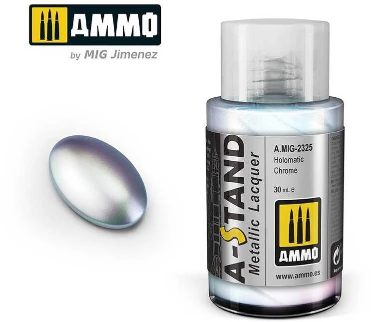 AMMO by MIG Jimenez AMMO MIG A-Stand Holomatic Chrome metaliniai dažai, 30 ml