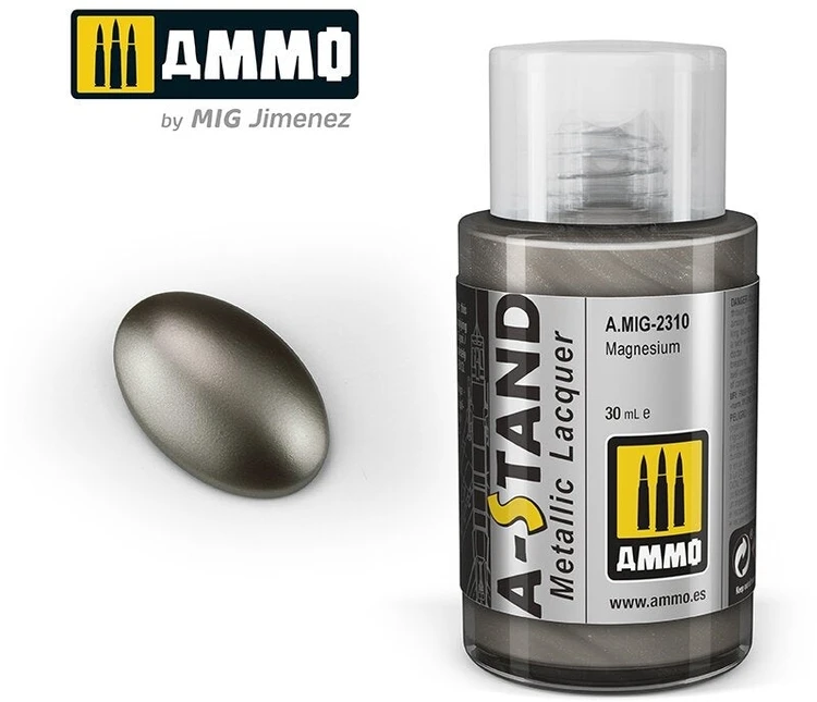 AMMO by MIG Jimenez AMMO MIG A-Stand Magnesium metaliko dažai aerografui, 30 ml