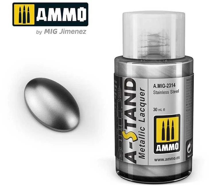 AMMO by MIG Jimenez AMMO MIG A-Stand metaliniai dažai Stainless Steel, 30 ml