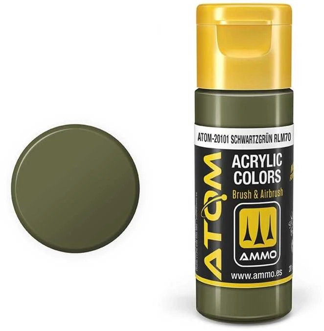 AMMO by MIG Jimenez AMMO MIG ATOM akriliniai dažai RLM70 Schwarzgrün, 20 ml