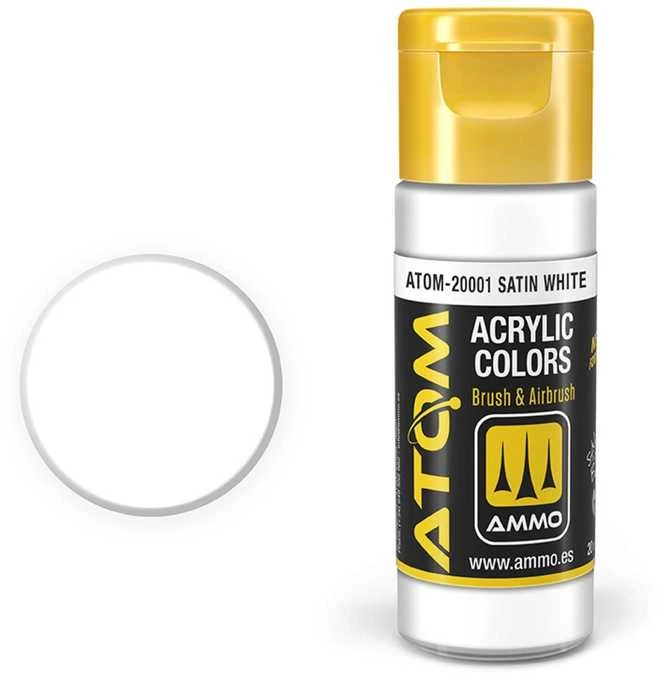AMMO by MIG Jimenez AMMO MIG ATOM akriliniai dažai, satininė balta, 20 ml (20001)