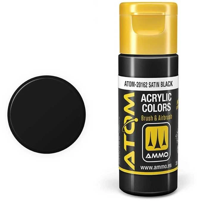 AMMO by MIG Jimenez AMMO MIG ATOM akriliniai dažai satininė juoda, 20 ml (20162)