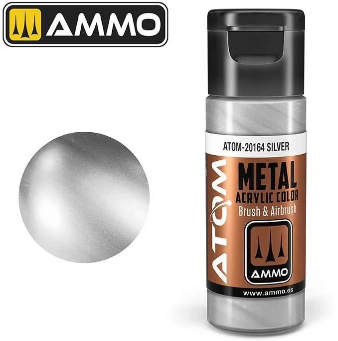 AMMO by MIG Jimenez AMMO MIG ATOM akriliniai dažai metalinis sidabras 20 ml (20164)