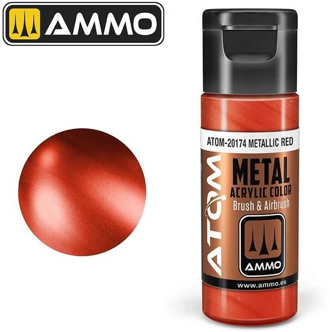 AMMO by MIG Jimenez AMMO MIG ATOM akriliniai dažai – metalinė raudona, 20 ml (20174)