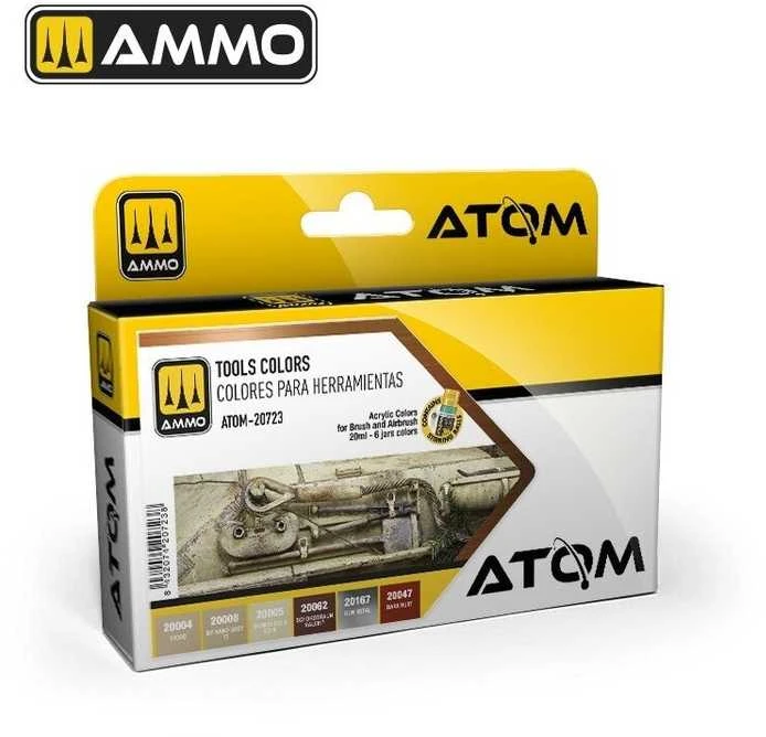 AMMO by MIG Jimenez AMMO MIG ATOM akriliniai dažai – įrankių spalvų rinkinys 6×20 ml (20723)
