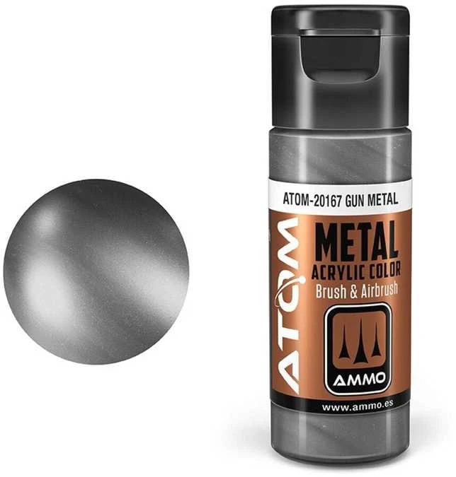 AMMO by MIG Jimenez AMMO MIG ATOM akriliniai dažai Metallic Gun Metal 20 ml (20167)