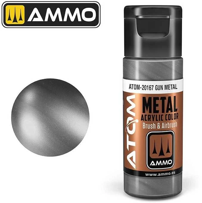 AMMO by MIG Jimenez AMMO MIG ATOM akriliniai dažai Metallic Gun Metal 20 ml (20167)