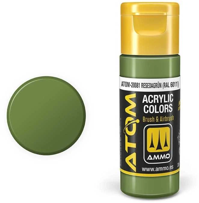 AMMO by MIG Jimenez AMMO MIG ATOM akriliniai dažai RAL 6011 Resedagrün, 20 ml (20081)