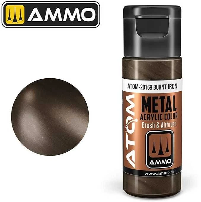 AMMO by MIG Jimenez AMMO MIG ATOM akriliniai dažai, Metallic Burnt Iron, 20 ml (20169)