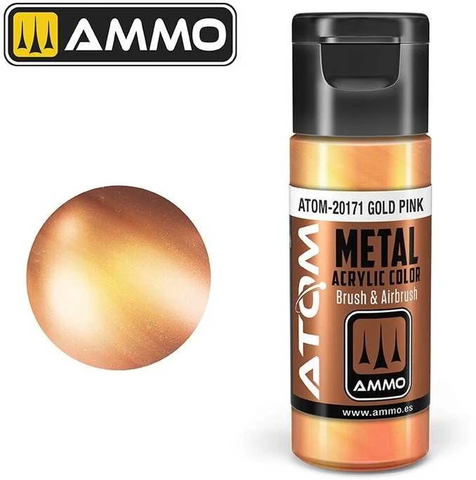 AMMO by MIG Jimenez AMMO MIG ATOM akriliniai dažai METALLIC Gold Rožinė, 20 ml (20171)