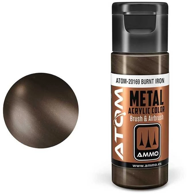 AMMO by MIG Jimenez AMMO MIG ATOM akriliniai dažai, Metallic Burnt Iron, 20 ml (20169)