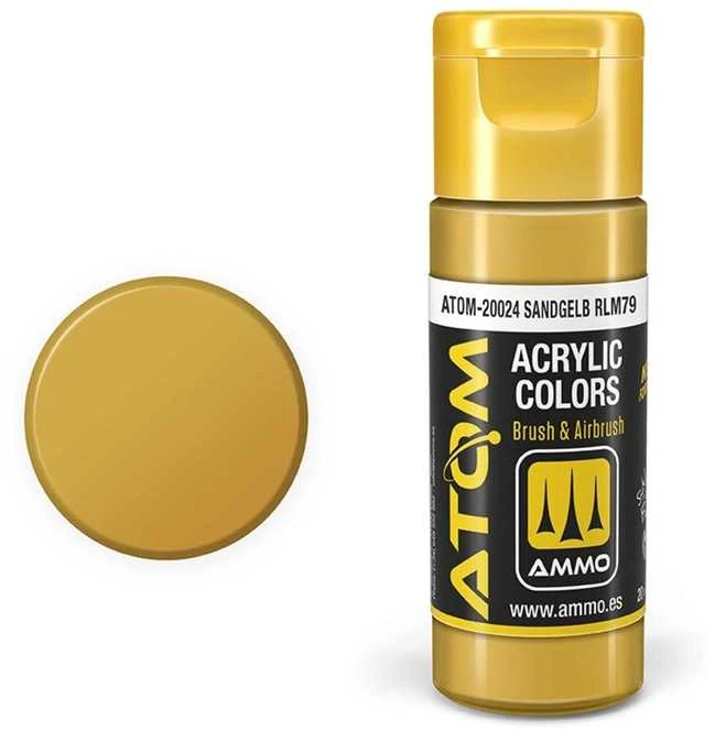AMMO by MIG Jimenez AMMO MIG ATOM akriliniai dažai Sandgelb RLM79, 20 ml (ATOM-20024)