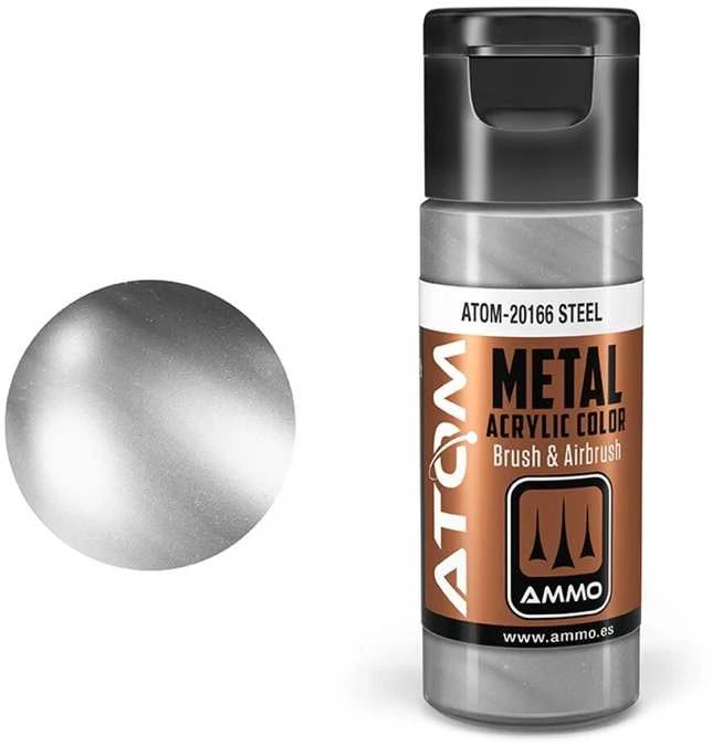 AMMO by MIG Jimenez AMMO MIG ATOM akriliniai dažai Metallic Steel 20 ml (20166)