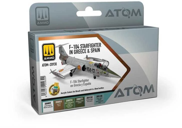 AMMO by MIG Jimenez AMMO MIG ATOM akrilinių dažų rinkinys F‑104 Starfighter GR/ES 6x20 ml (20930)