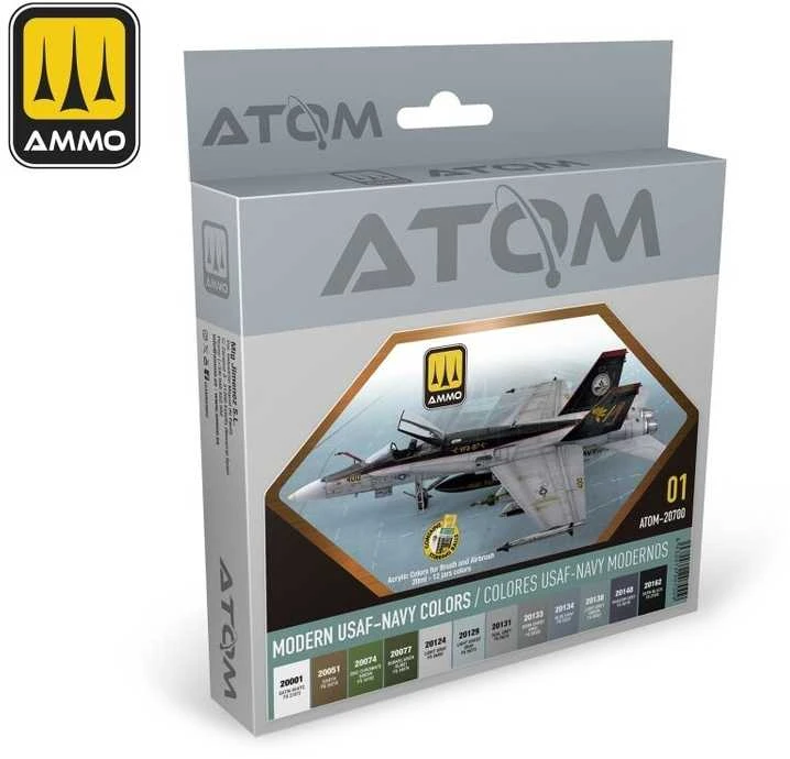 AMMO by MIG Jimenez AMMO MIG ATOM akrilinių dažų rinkinys 12 spalvų – USAF ir US Navy 20700