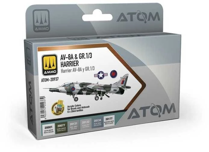 AMMO by MIG Jimenez AMMO MIG ATOM akrilinių dažų rinkinys Harrier AV-8A/GR.1/3 kamufliažui