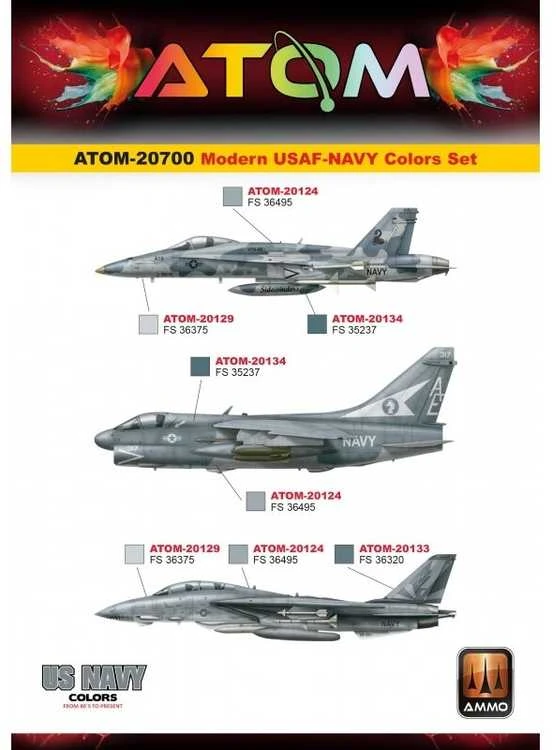 AMMO by MIG Jimenez AMMO MIG ATOM akrilinių dažų rinkinys 12 spalvų – USAF ir US Navy 20700