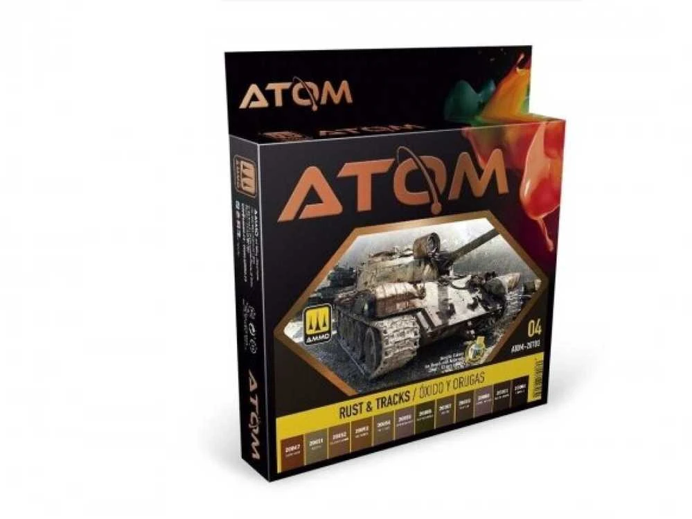 AMMO by MIG Jimenez AMMO MIG ATOM akrilinių dažų rinkinys Rust & Tracks – 12 spalvų 20703