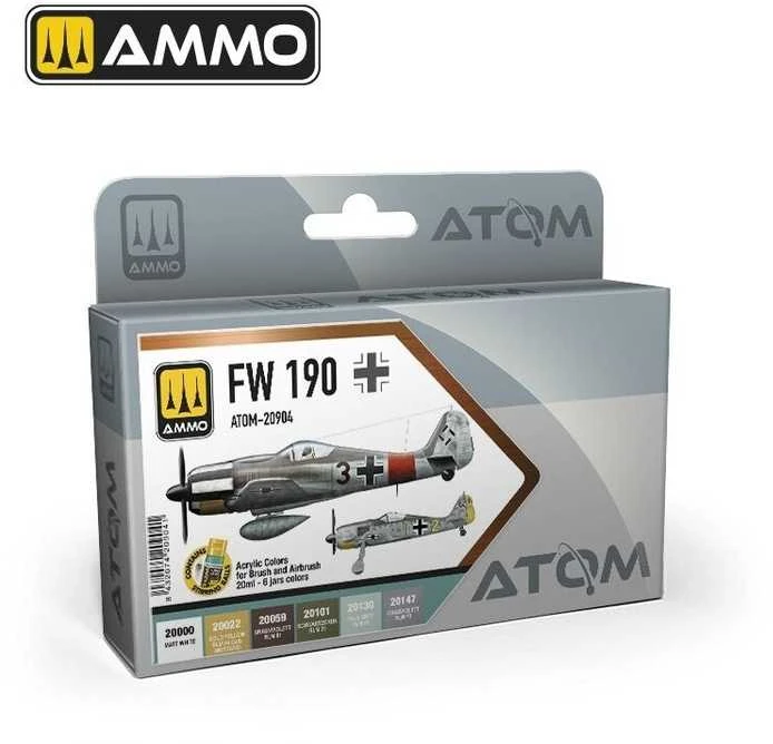 AMMO by MIG Jimenez AMMO MIG ATOM akrilinių dažų rinkinys FW 190 RLM, 6x20 ml (20904)