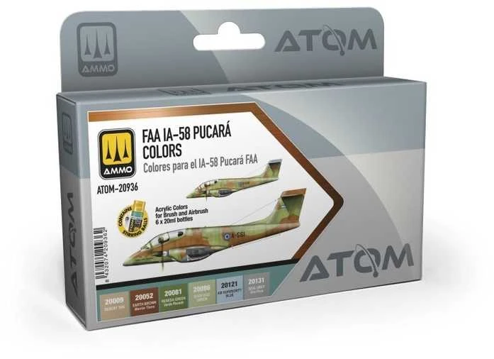 AMMO by MIG Jimenez AMMO MIG ATOM akrilinių dažų rinkinys IA-58 Pucará FAA, 6 spalvos, 20936