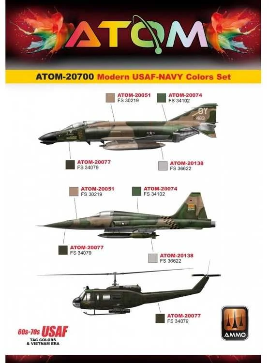 AMMO by MIG Jimenez AMMO MIG ATOM akrilinių dažų rinkinys 12 spalvų – USAF ir US Navy 20700