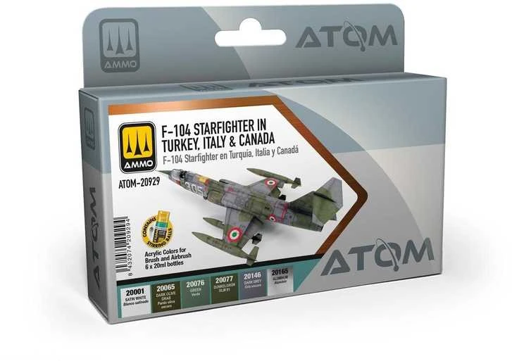 AMMO by MIG Jimenez AMMO MIG ATOM akrilinių dažų rinkinys F-104 Starfighter TR/IT/CA 6 spalvos
