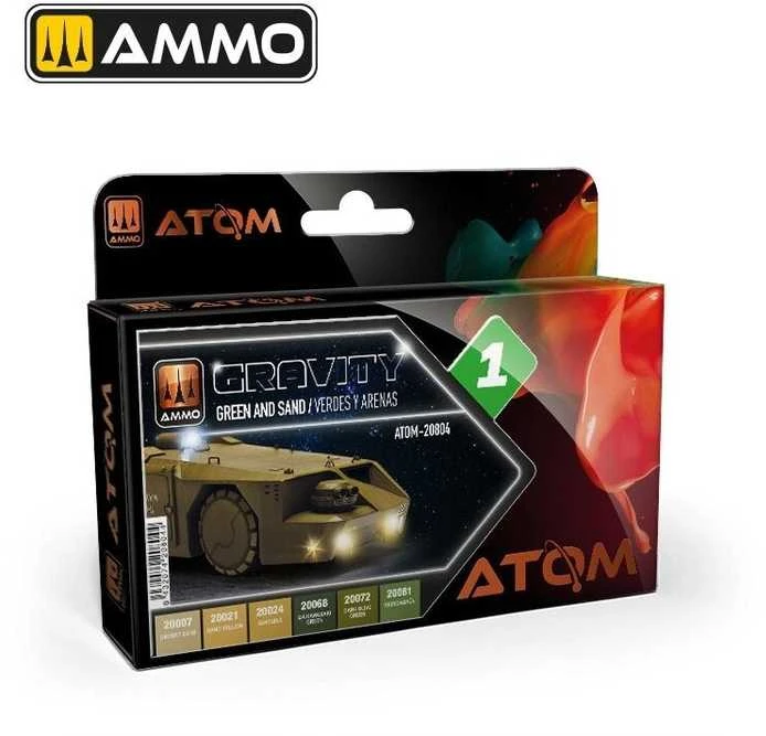 AMMO by MIG Jimenez AMMO MIG ATOM akrilinių dažų rinkinys Gravity 1 – žalia ir smėlio (20804)