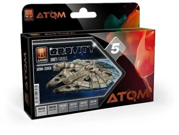 AMMO by MIG Jimenez AMMO MIG ATOM akrilinių dažų rinkinys Gravity 5 – pilkų atspalvių