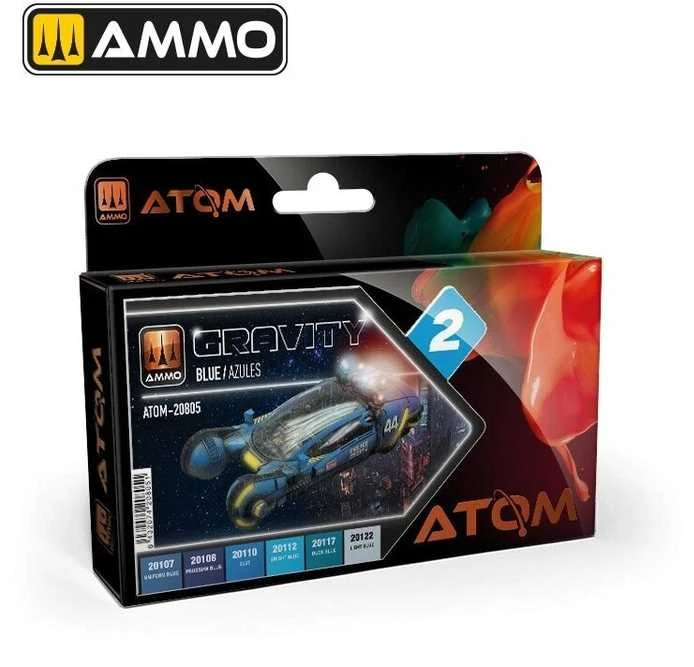 AMMO by MIG Jimenez AMMO MIG ATOM akrilinių dažų rinkinys Gravity 2 Mėlyna – mėlyni atspalviai