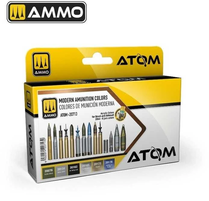 AMMO by MIG Jimenez AMMO MIG ATOM akrilinių dažų rinkinys – modernios amunicijos spalvos 20713