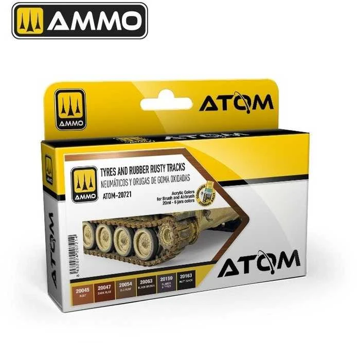AMMO by MIG Jimenez AMMO MIG ATOM akrilinių dažų rinkinys padangoms ir rūdijusiems vikšrams 20721