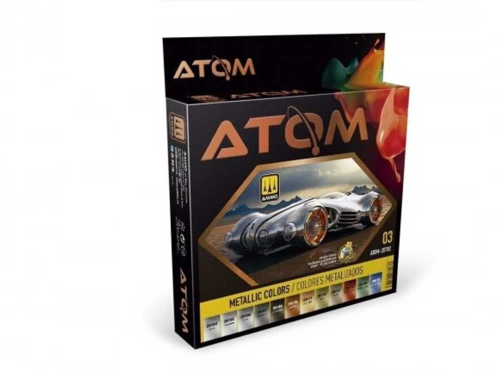 AMMO by MIG Jimenez AMMO MIG ATOM metalinių akrilinių dažų rinkinys 12 spalvų (20702)