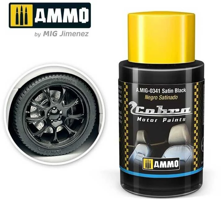 AMMO by MIG Jimenez AMMO MIG Cobra Motor satininiai juodi dažai automobiliui 30 ml, 0341