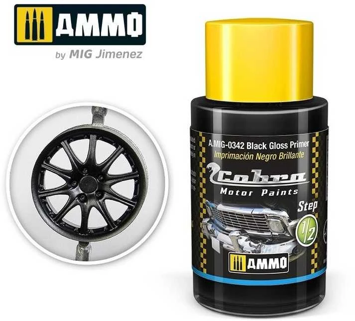 AMMO by MIG Jimenez AMMO MIG Cobra Motor juodas blizgus gruntas, 30 ml (0342)