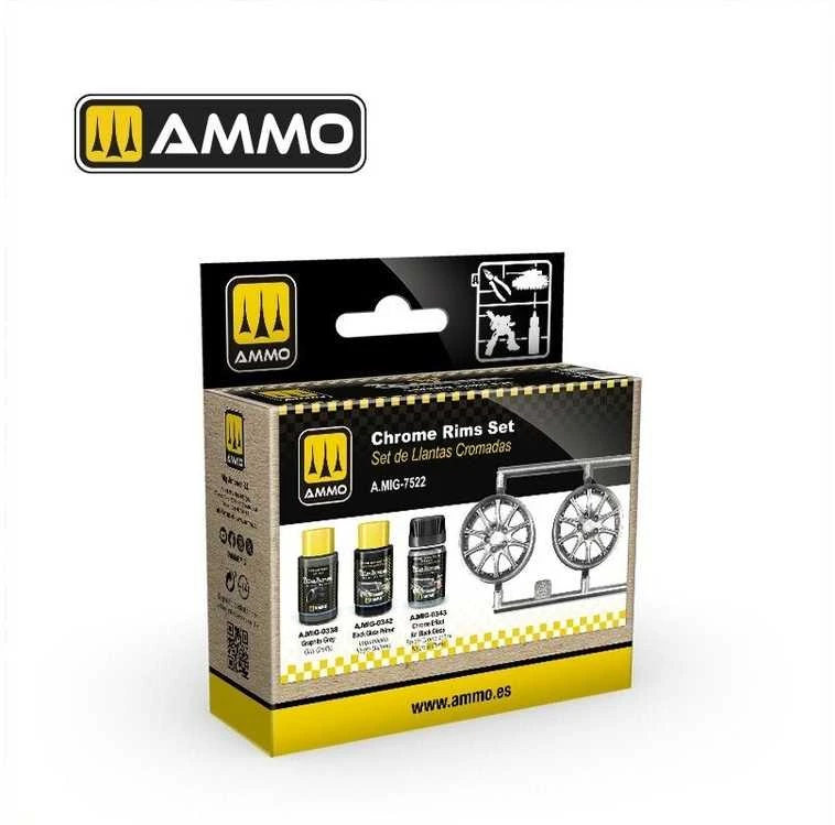 AMMO by MIG Jimenez AMMO MIG Cobra Motor akriliniai dažai chromuotiems ratlankiams, 3 vnt.