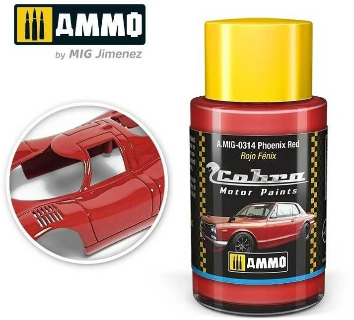 AMMO by MIG Jimenez AMMO MIG Cobra Motor automobilių dažai Phoenix Raudona 30 ml (0314) – matinis