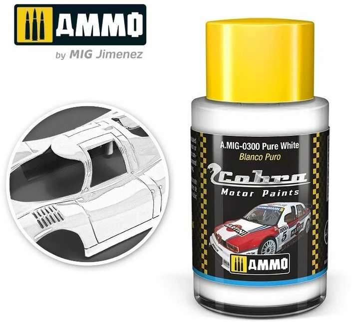AMMO by MIG Jimenez AMMO MIG Cobra Motor balti automobilių dažai, 30 ml (Pure Baltas 0300)